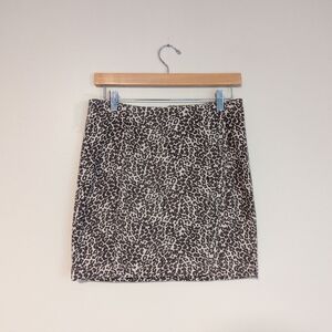 Free People Leopard Denim Mini Skirt